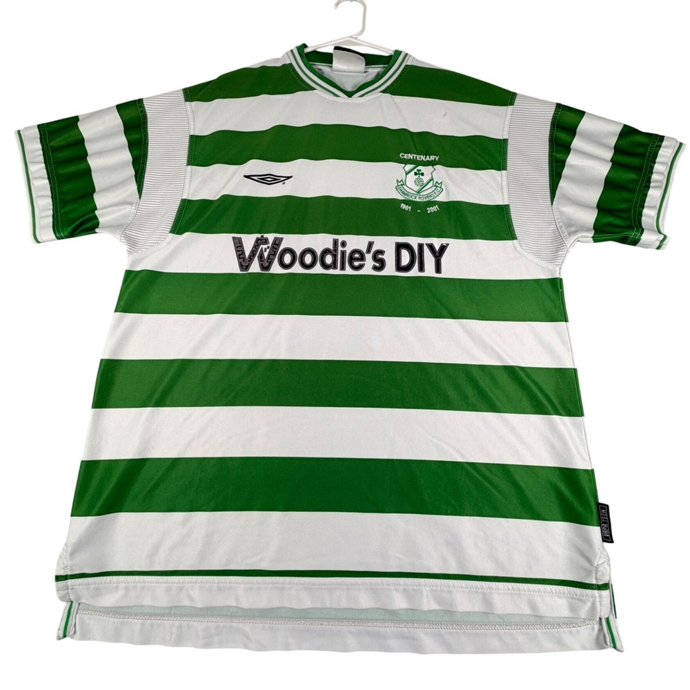 Vintage Umbro Shamrock Rovers FC Home Jersey 2003 XL Soccer Retro